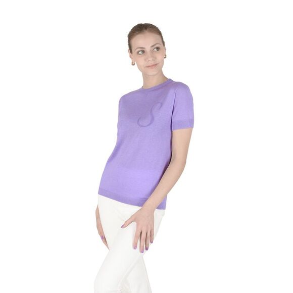 Dee Ocleppo Cashmere Knit Top Short Sleeve Lilac Women Lilac Sweaters - Picture 1 of 1
